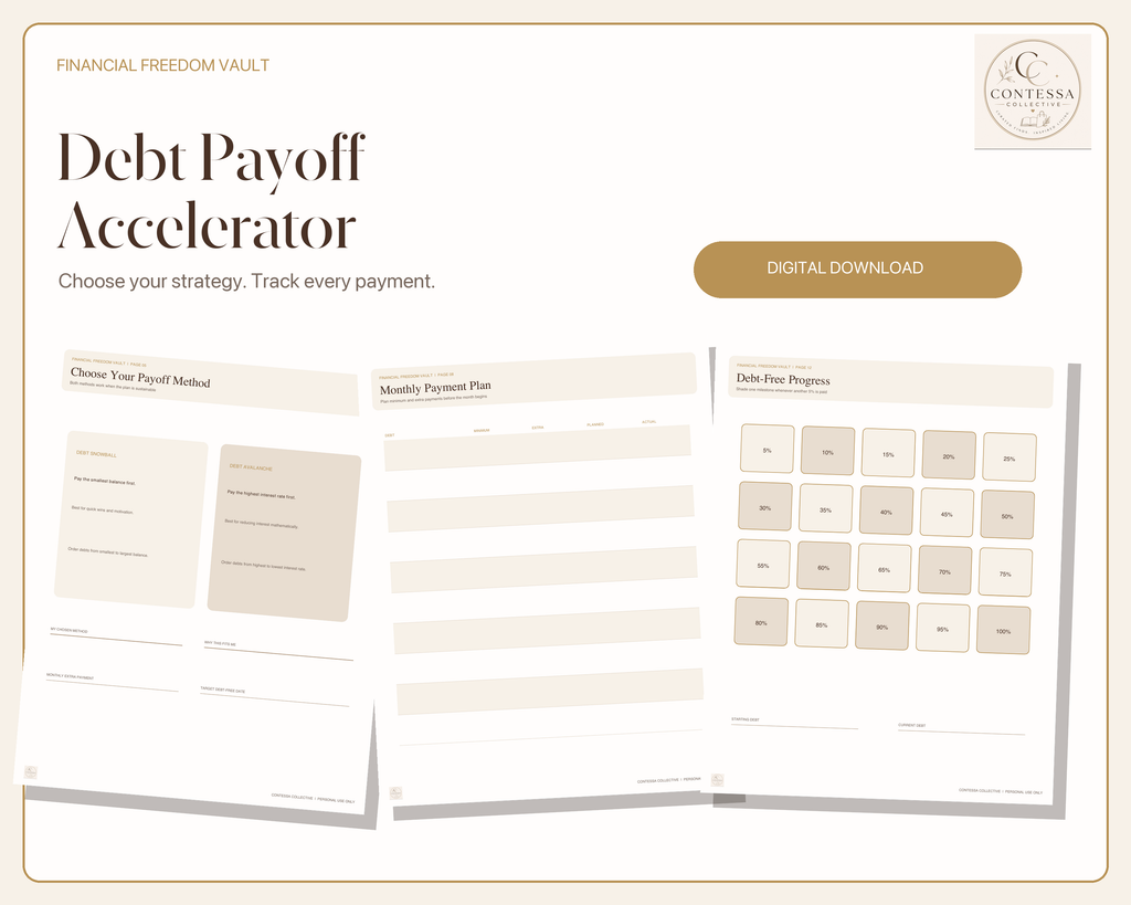 Debt Payoff Accelerator - Printable + Fillable Snowball & Avalanche Planner