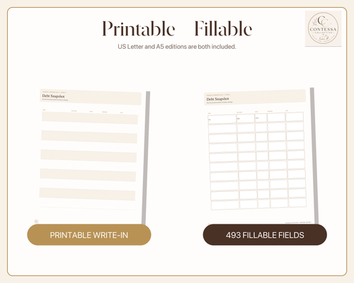 Debt Payoff Accelerator - Printable + Fillable Snowball & Avalanche Planner