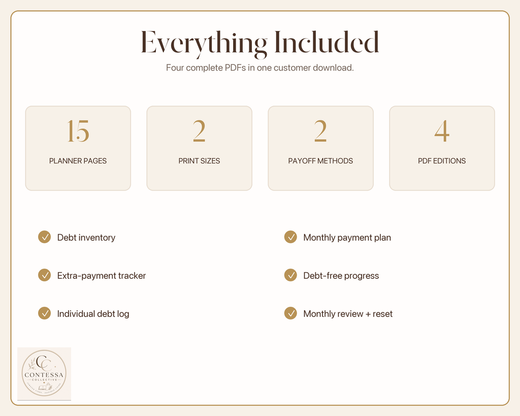Debt Payoff Accelerator - Printable + Fillable Snowball & Avalanche Planner