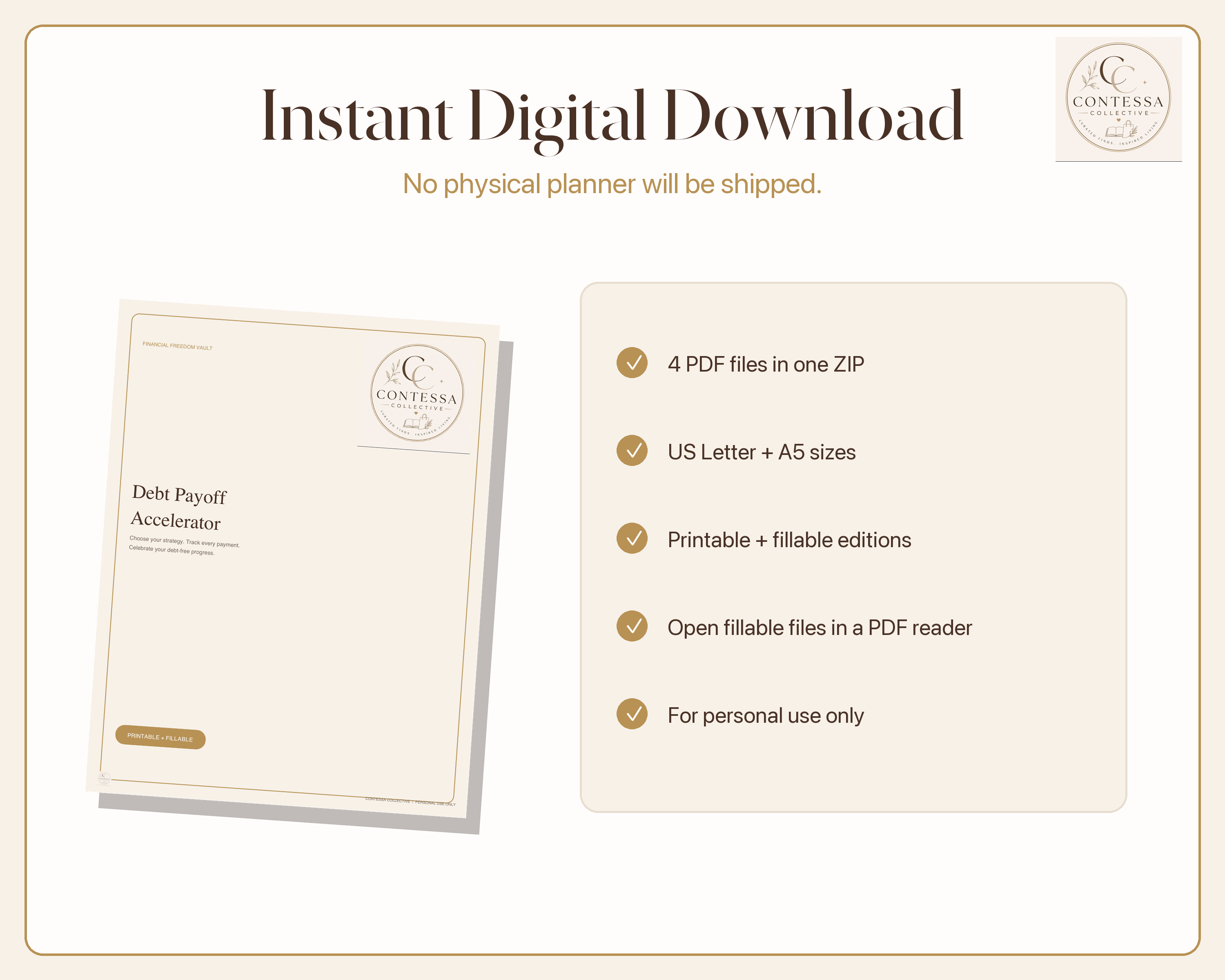Debt Payoff Accelerator - Printable + Fillable Snowball & Avalanche Planner