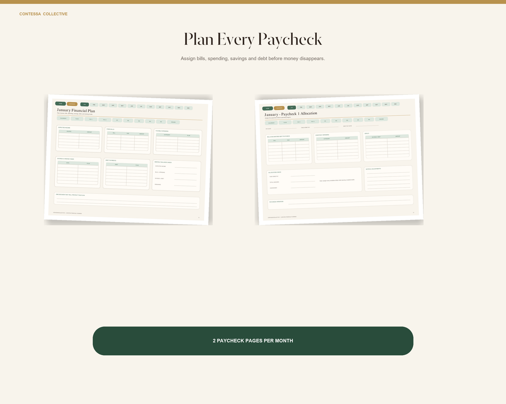 Financial Freedom 12-Month Undated Hyperlinked Digital Planner + Stickers