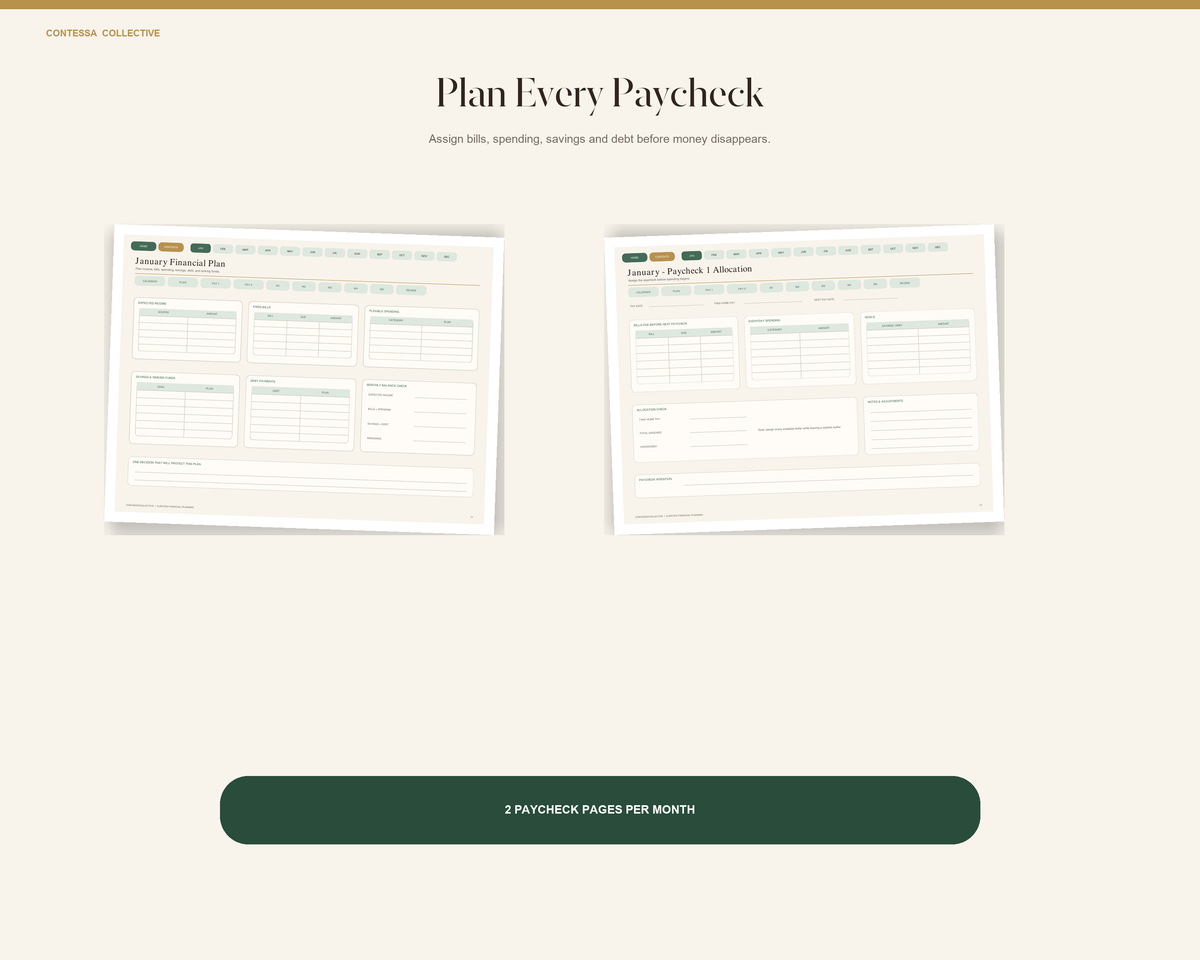 Financial Freedom 12-Month Undated Hyperlinked Digital Planner + Stickers