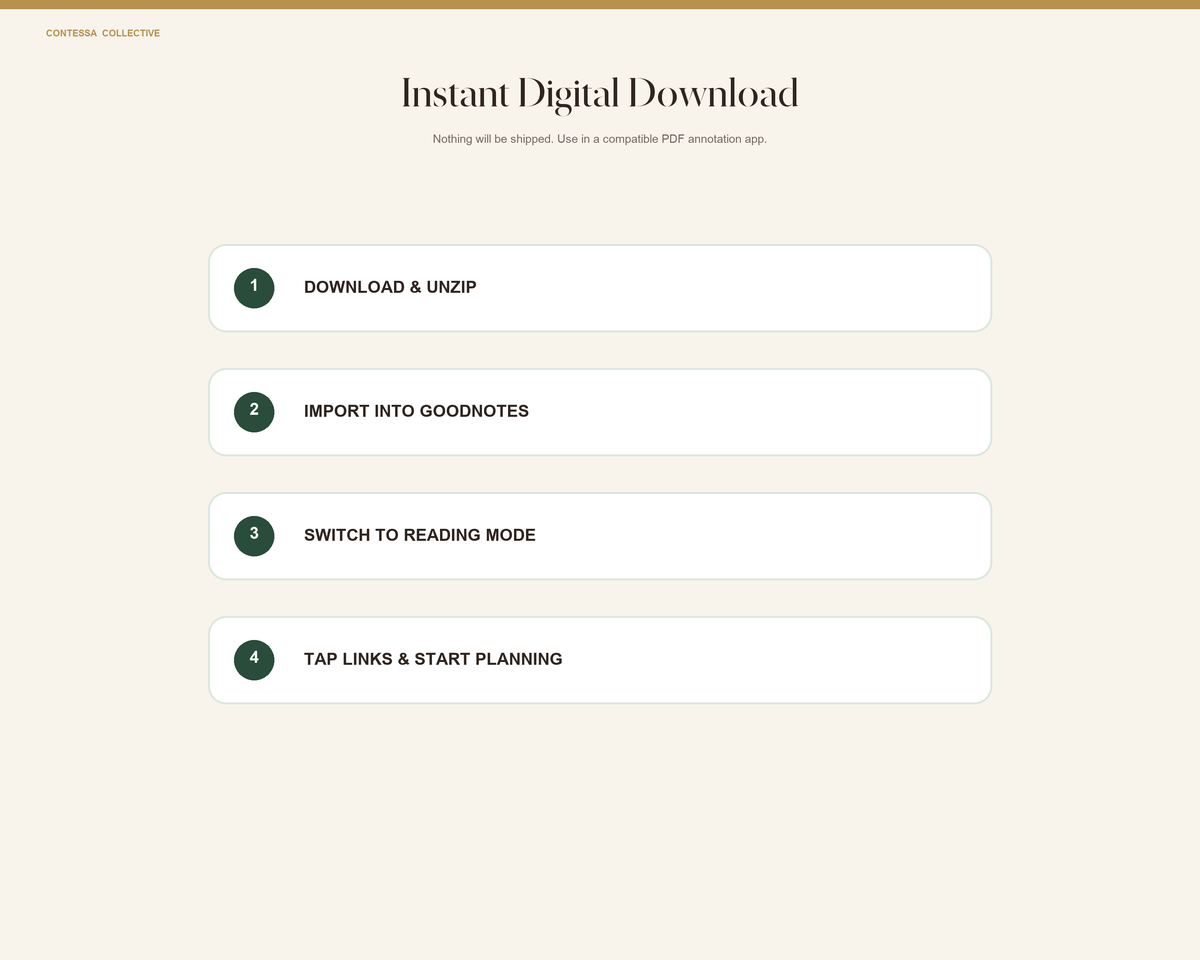Financial Freedom 12-Month Undated Hyperlinked Digital Planner + Stickers