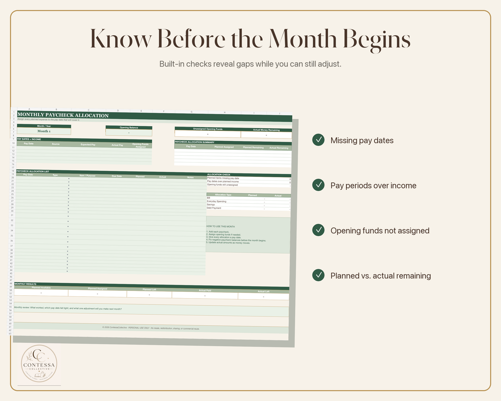 Monthly Paycheck Allocation System | Excel Budget Planner