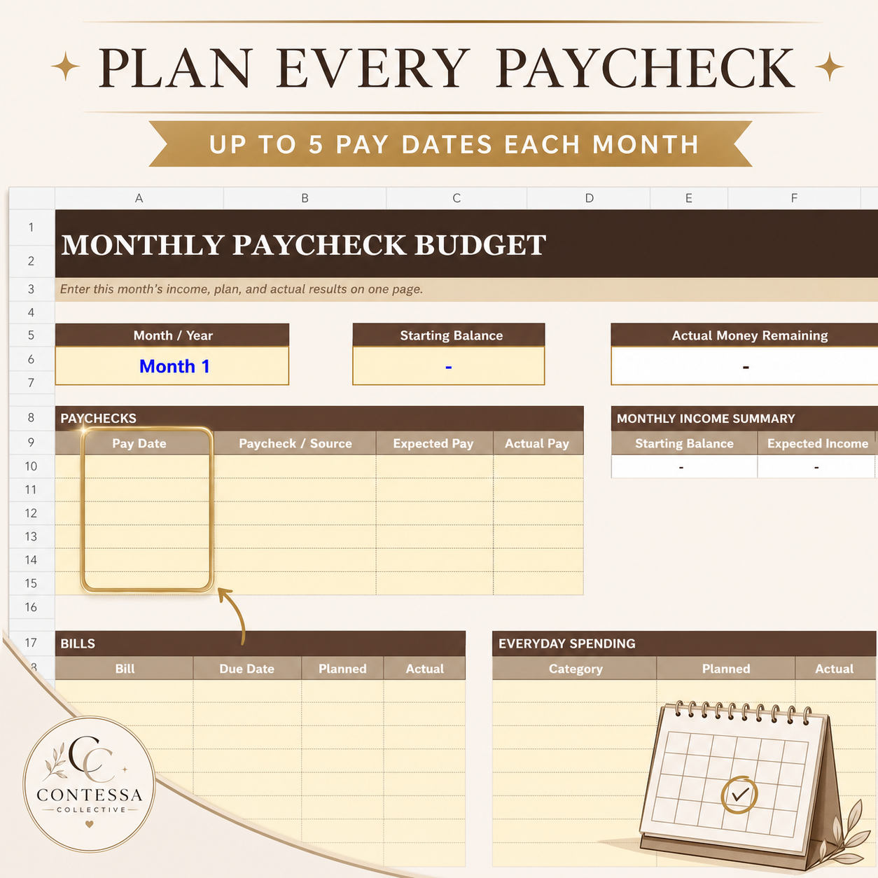 Monthly Financial Freedom Paycheck Budget