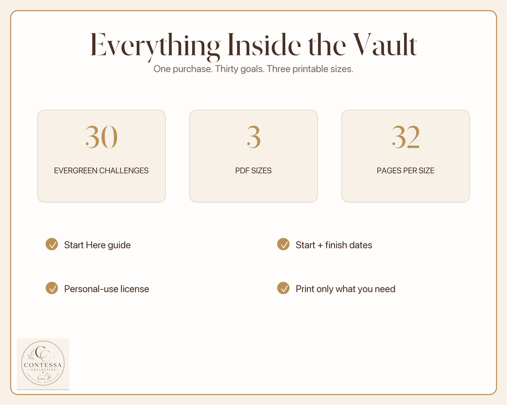 Financial Freedom Savings Challenge Vault - 30 Printable Challenges