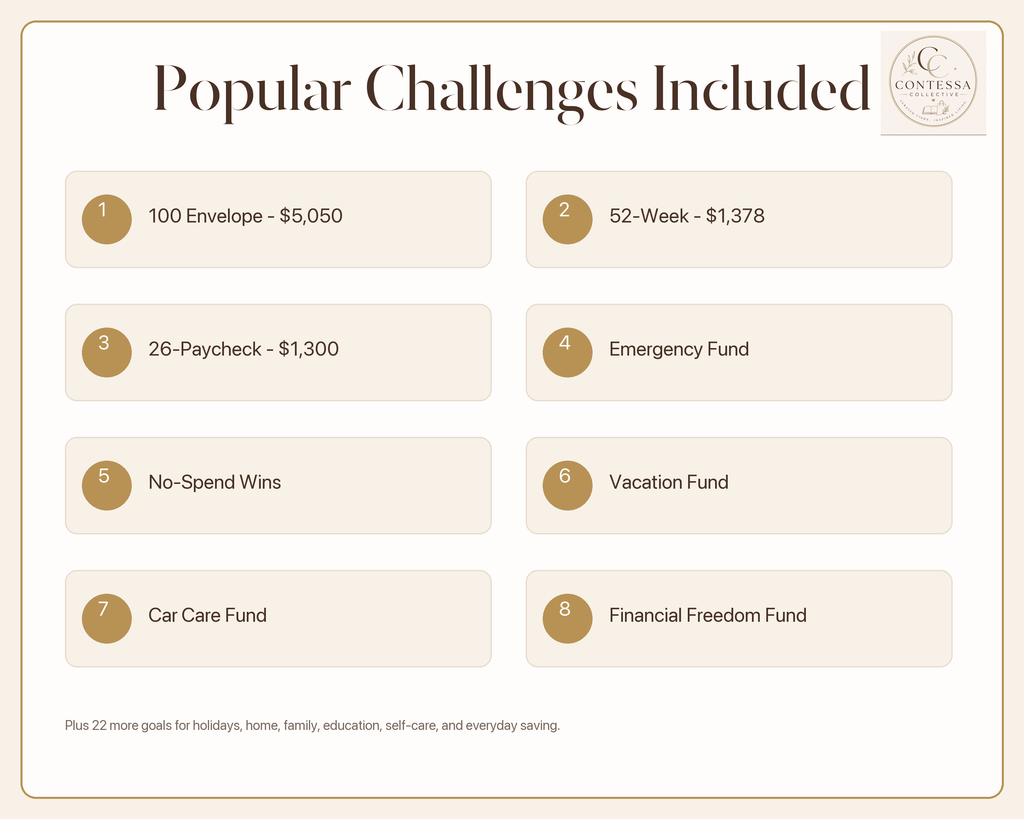 Financial Freedom Savings Challenge Vault - 30 Printable Challenges